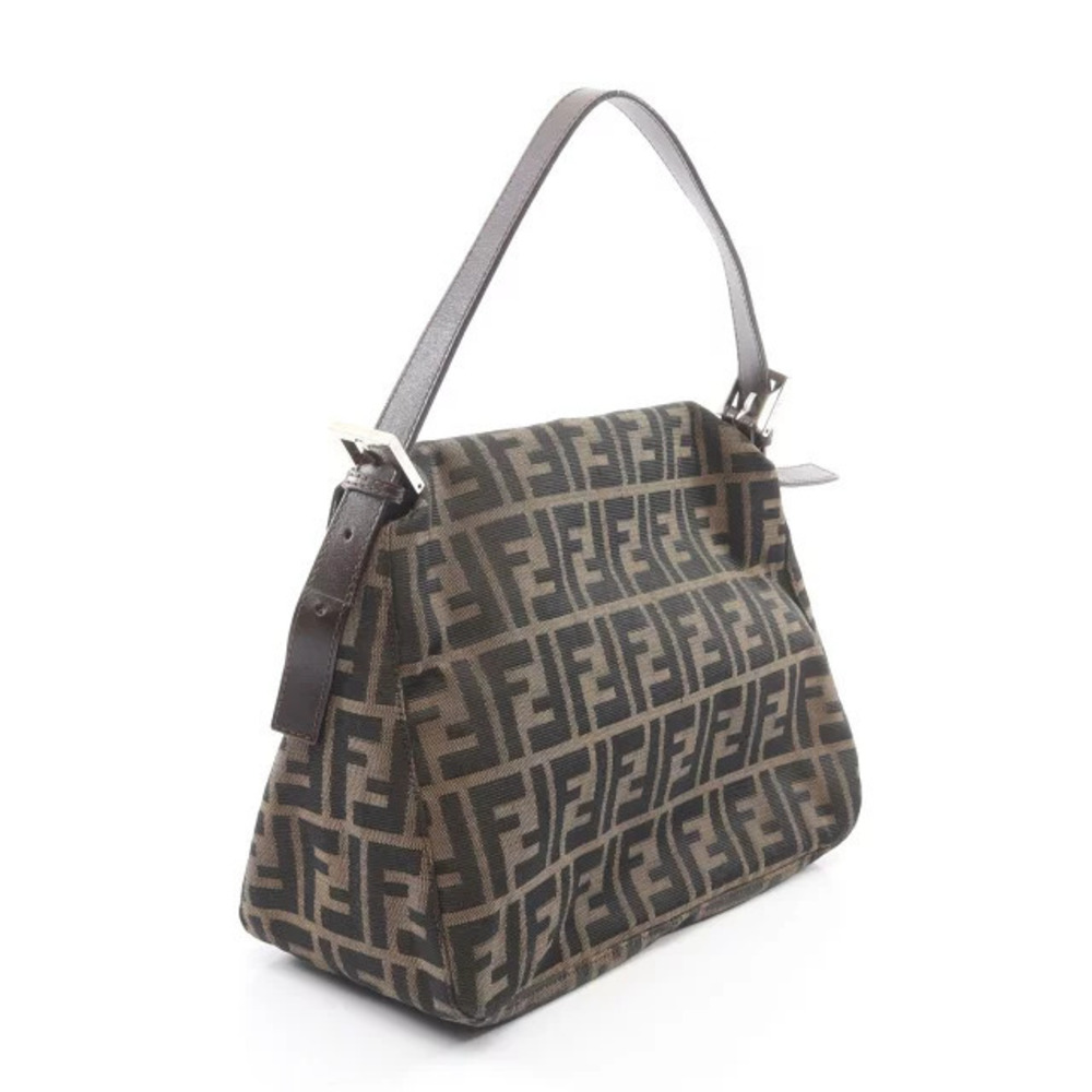 Fendi Leather Brown Zucca Canvas Bucket Handbag Mamma Brown